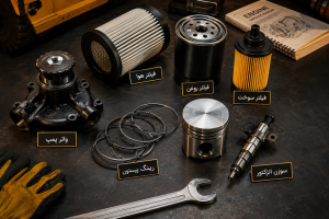 قطعات پرمصرف موتور ویچای WD615 لودر ZL50 شامل فیلتر روغن، فیلتر گازوئیل و واتر پمپ